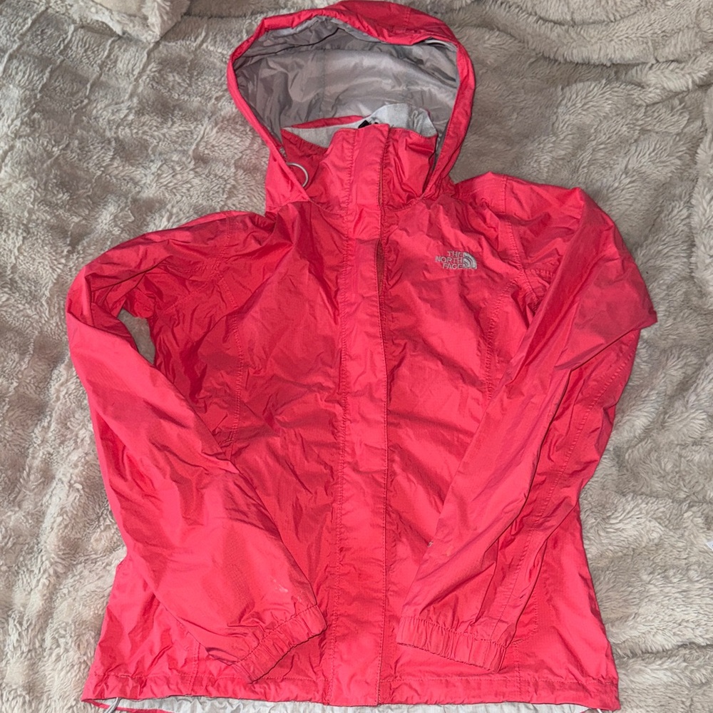The North Face Women's Bright pink Hooded Rain Shell